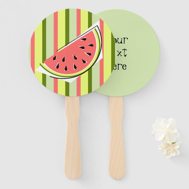 Watermelon Slice Stripe Klassischer Text Fächer (Vorne und Hinten)