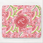 Watermelon Sommer Frische Muster mit Monogramm Mousepad<br><div class="desc">Bleibe cool mit einem neuen Wassermelonmuster und einem benutzerdefinierten Monogramm,  das Sie bearbeiten können,  indem Sie das in der Designvorlage angezeigte Muster ersetzen. Wenn Sie das Monogramm nach den Änderungen neu zentrieren müssen,  ziehen Sie es einfach an die Stelle.</div>
