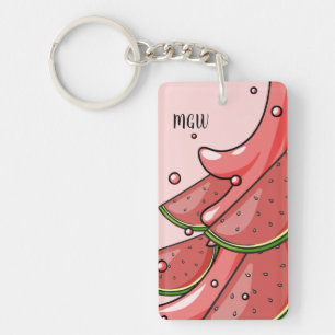 Watermelon Splash benutzerdefinierte Monogramm-Sch Schlüsselanhänger