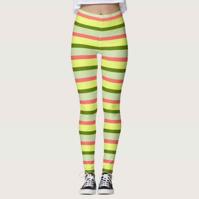 Watermelon Streifen Klassische Leggings (Vorderseite)