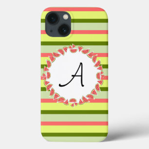 Watermelon Stripe Classic Monogram iPad Mini Gehäu iPhone 13 Hülle