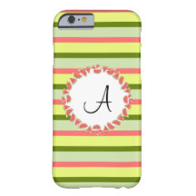 Watermelon Stripe Classic "Monogram" iPhone Gehäus