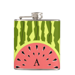 Watermelon Stripe Pink Monogram Flachmann