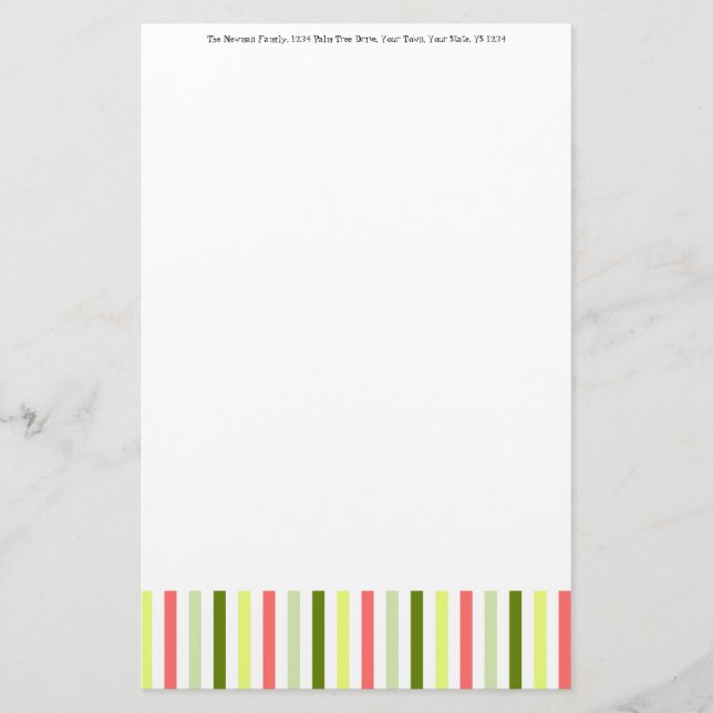 Watermelon Stripe Thin Text Briefpapier (Vorderseite)