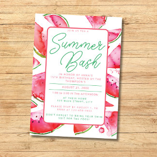 Watermelon Summer Bash Pool Party Einladung