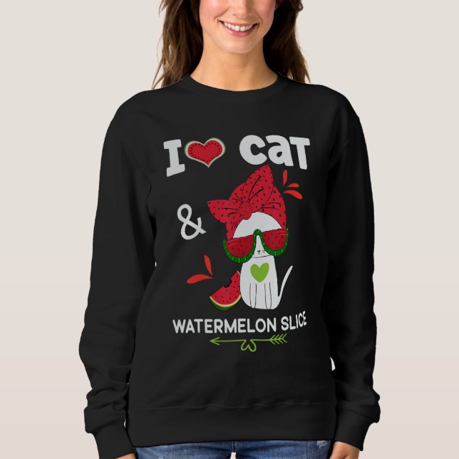 Watermelon Summer  Cat Sunglasses  Watermelon Sweatshirt (Vorderseite)