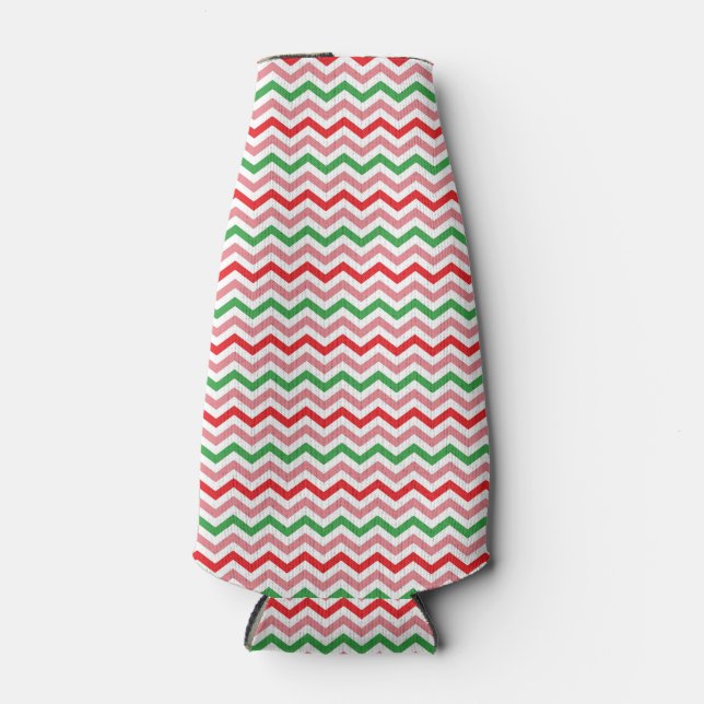 Watermelon Summer Zigzag Streifen Muster-56209 Flaschenkühler (Vorderseite)