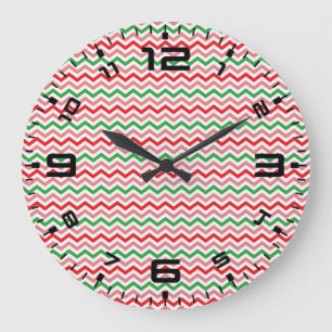 Watermelon Summer Zigzag Streifen Muster-56209 Große Wanduhr