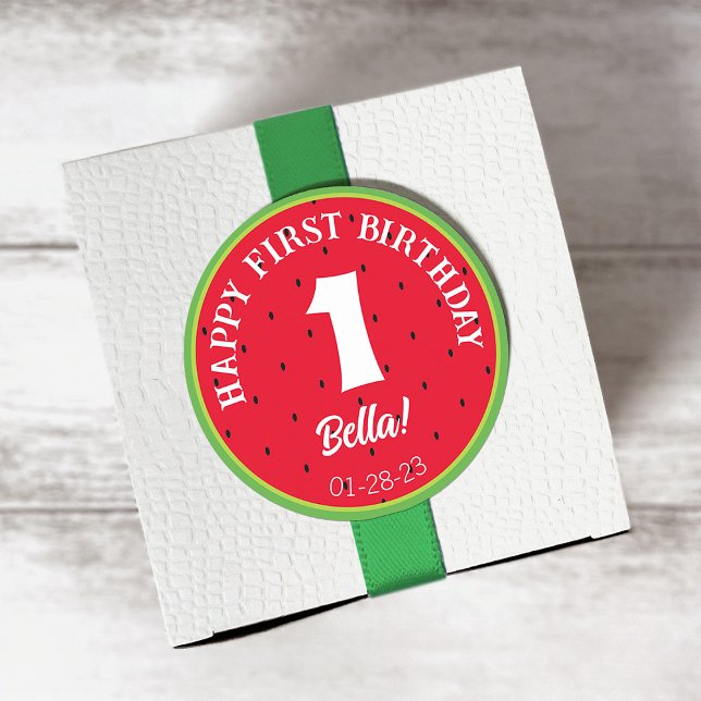 Watermelon Thema Geburtstagsticker Runder Aufkleber (Von Creator hochgeladen)