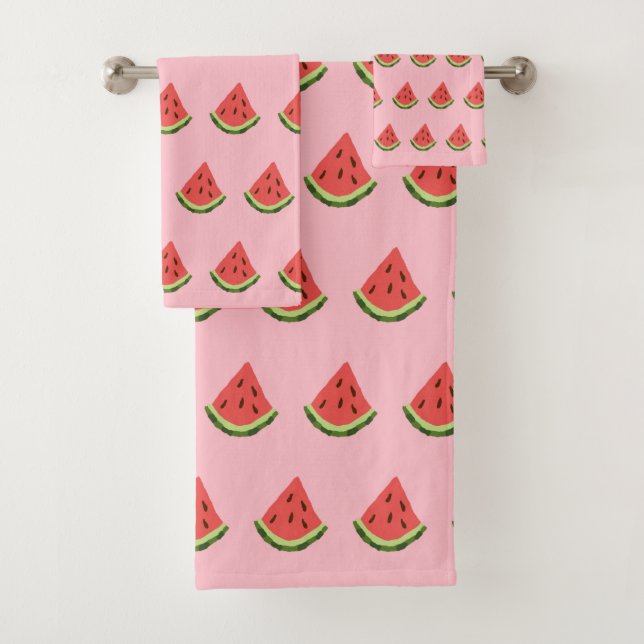 Watermelon Wedges Bath Towels (Pink & Red) Badhandtuch Set (Insitu)