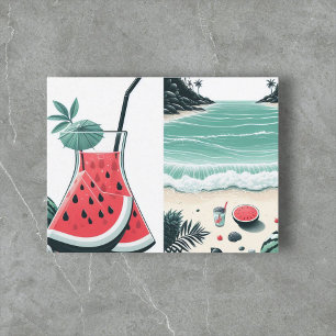 Watermelon White Minimalistisch Beach Tropical Sum Feiertagspostkarte