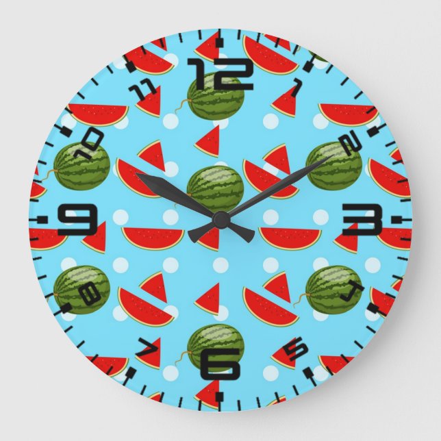 Watermelon With Slice Große Wanduhr (Vorderseite)