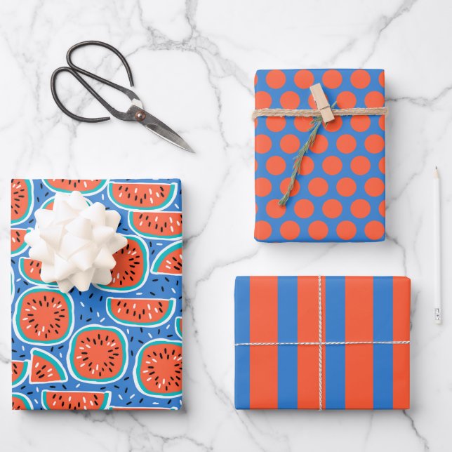 Watermelon Wrapping Paper Set 3 Geschenkpapier Set (Vorderseite)