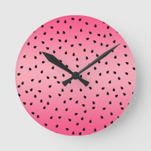 Watermelone Schwarze Seeds Sommermäuse Juicy Pink Runde Wanduhr