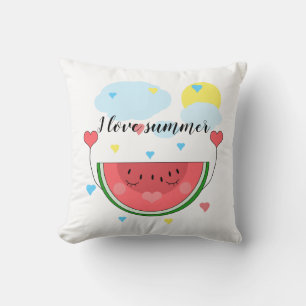 Watermelonschnitt, Text, "I Liebe Summer" Kissen