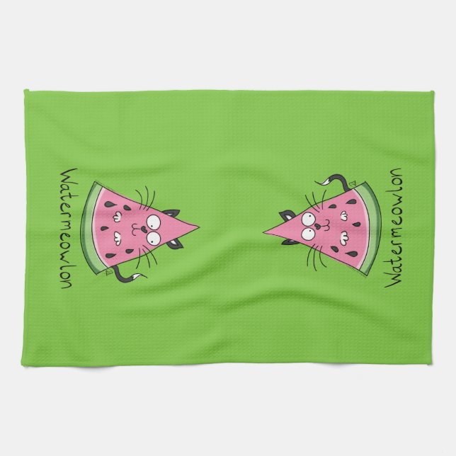 Watermeowlon Watermelon Chat Drôle serviette de cu (Horizontal)