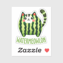 WATERMEOWLON Watermelon Pun Funny Cat Sticker