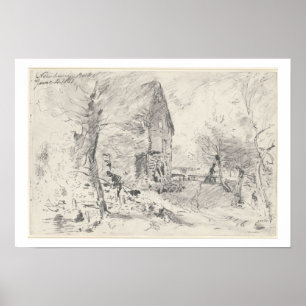 Watermill bei Newbury (Bleistift) Poster