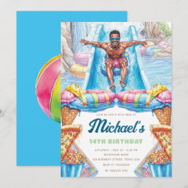 Waterpark Fun Teen Summer Slide Party Birthday Einladung