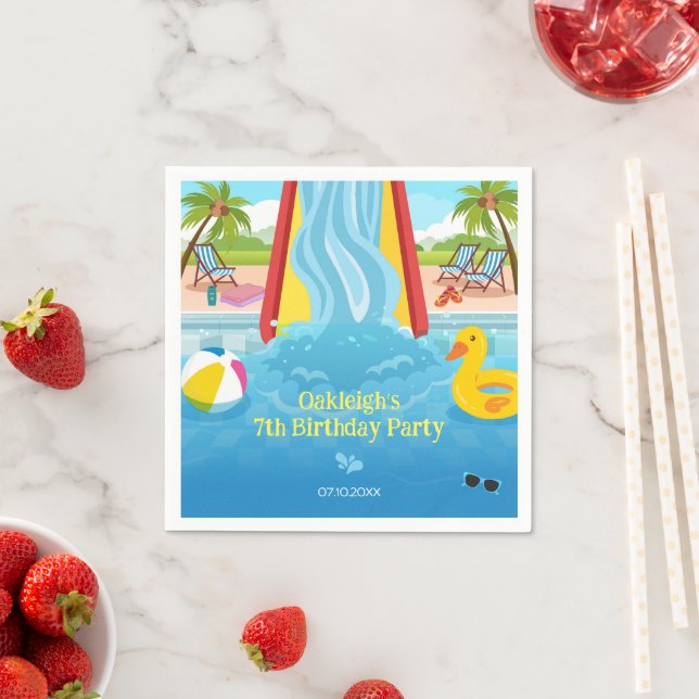 Waterpark Slide Child's Birthday Party Serviette (Beispiel)
