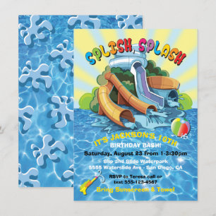 Waterpark Watertoboggan Pool Invitation
