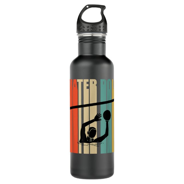 Waterpolo Player Retro Vintages Wasser Polo Spiele Edelstahlflasche (Vorderseite)