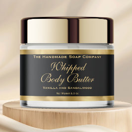 Waterproof Body Butter Jar Label Black & Gold Foil