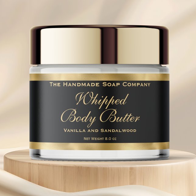 Waterproof Body Butter Jar Label Black & Gold Foil (Von Creator hochgeladen)