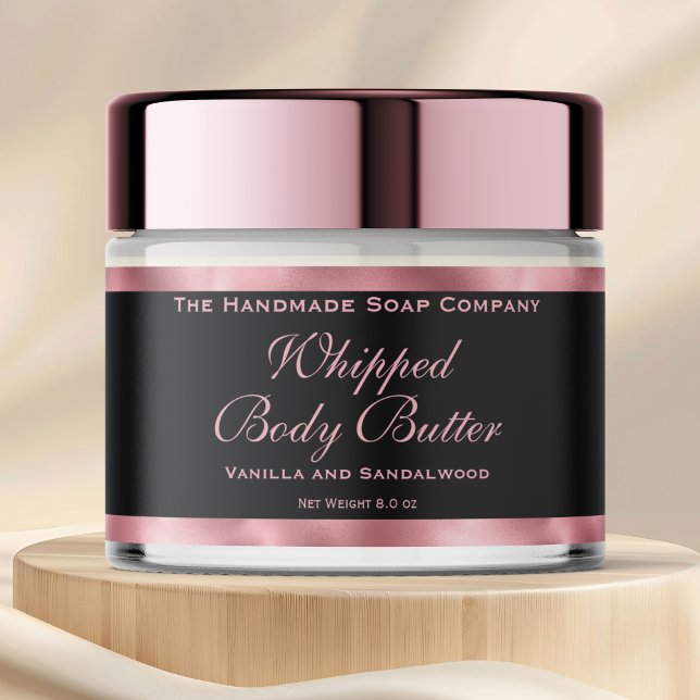 Waterproof Body Butter Jar Label Black & Pink Foil (Von Creator hochgeladen)