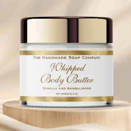 Waterproof Body Butter Jar Label White & Gold Foil
