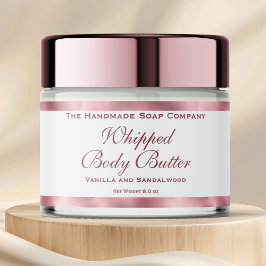 Waterproof Body Butter Jar Label White & Pink Foil