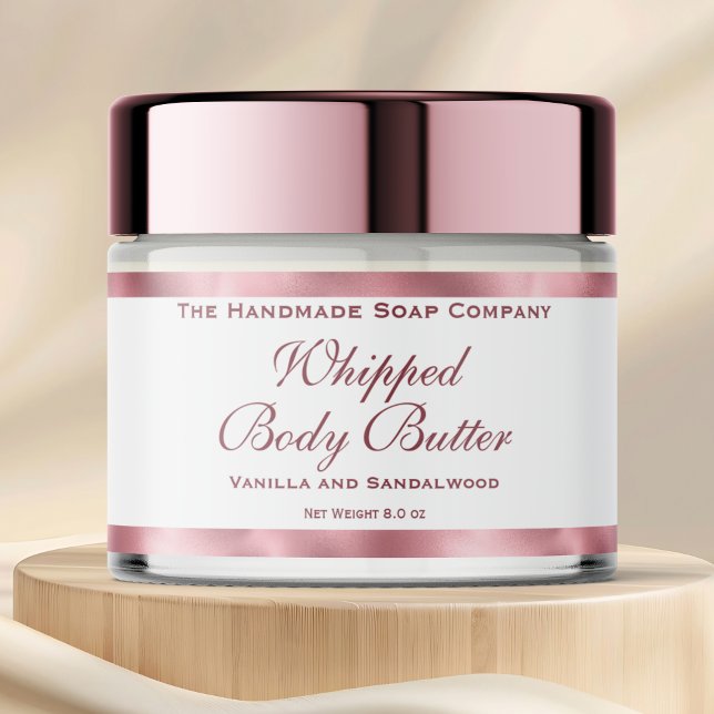 Waterproof Body Butter Jar Label White & Pink Foil (Von Creator hochgeladen)