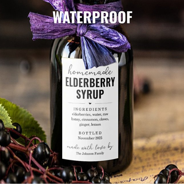 Waterproof Homemade Elderberry Syrup Labels Weinetikett (Von Creator hochgeladen)