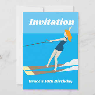Waterski im Vintagen Stil Einladung
