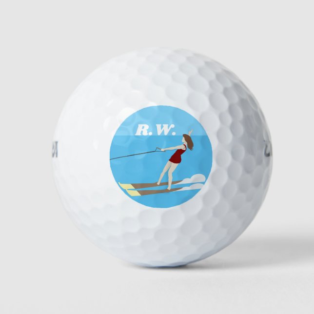 Waterski im Vintagen Stil Golfball (Vorderseite)
