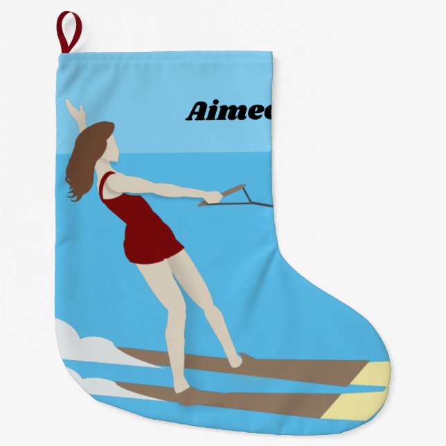 Waterski im Vintagen Stil Großer Weihnachtsstrumpf (Vorderseite)