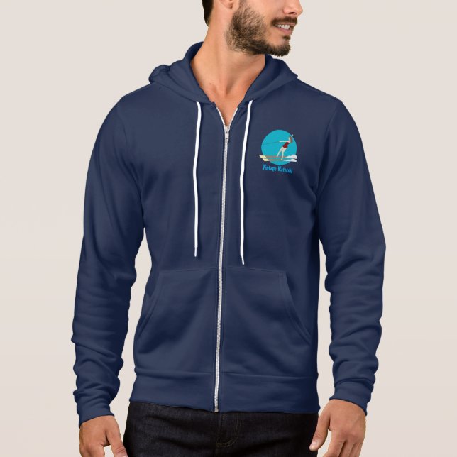 Waterski im Vintagen Stil Hoodie (Vorderseite)