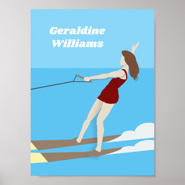 Waterski im Vintagen Stil Poster (Vorne)