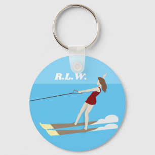 Waterski im Vintagen Stil Schlüsselanhänger