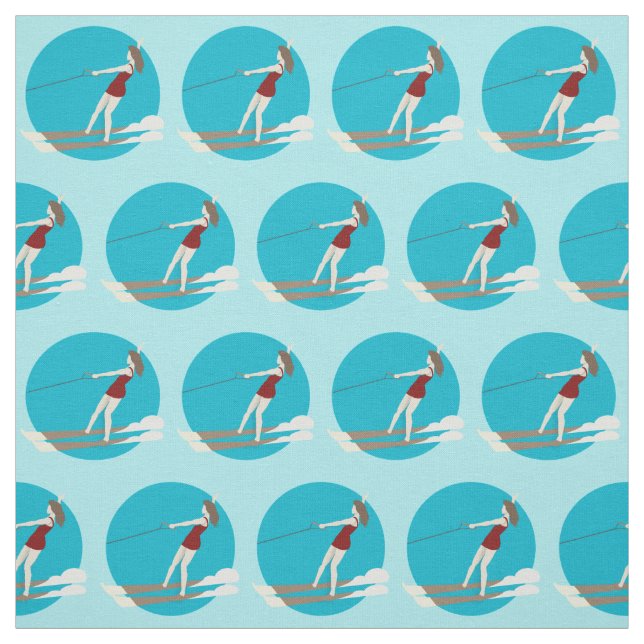 Waterski im Vintagen Stil Stoff (Muster)
