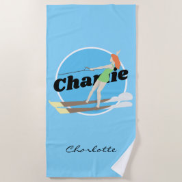Waterski im Vintagen Stil Strandtuch