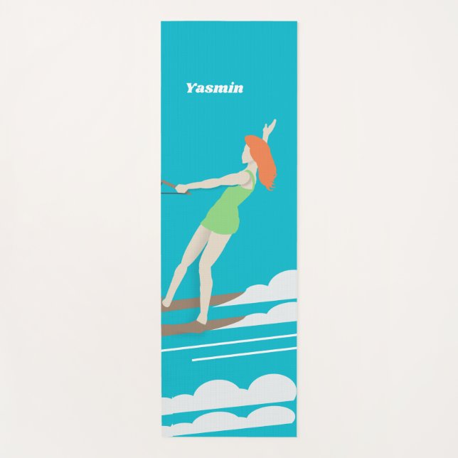 Waterski im Vintagen Stil Yogamatte (Vorderseite)