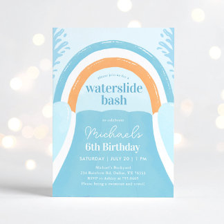 Waterslide Bash Sommer Geburtstag Einladung