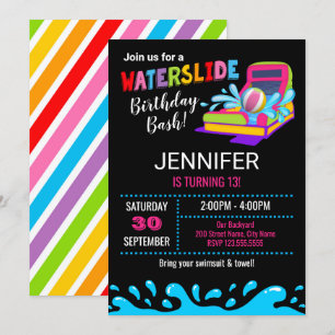 Waterslide Geburtstagsparty Einladung