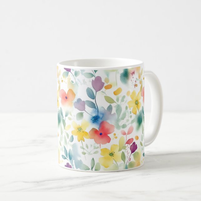 Watersolor Frühlingsblumen Tasse (VorderseiteRechts)