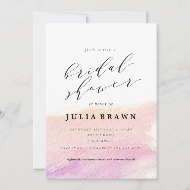 WATERTCOLOR WASH nuptiale invitation douche (Devant)
