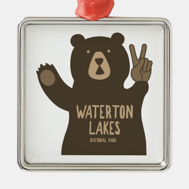 Waterton Lakes National Park Peace Bear Ornament Aus Metall (Vorne)