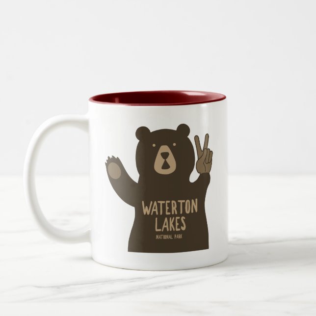Waterton Lakes National Park Peace Bear Zweifarbige Tasse (Links)