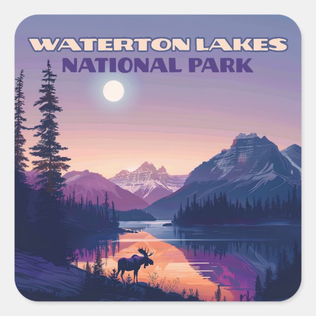 Waterton Lakes Nationalpark Kanada Alberta Quadratischer Aufkleber (Vorderseite)