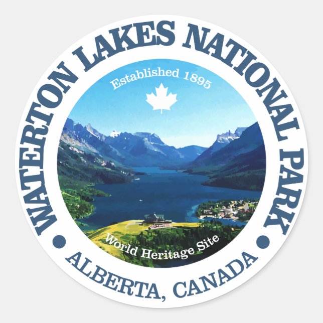 Waterton Lakes NP Runder Aufkleber (Vorderseite)